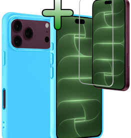 BASEY. BASEY. iPhone 18 Pro Max Hoesje Siliconen Met Screenprotector Met Dichte Notch - Lichtblauw