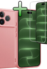 BASEY. BASEY. iPhone 18 Pro Max Hoesje Siliconen Met Screenprotector Met Dichte Notch - Lichtroze