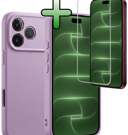 BASEY. BASEY. iPhone 18 Pro Max Hoesje Siliconen Met Screenprotector Met Dichte Notch - Lila