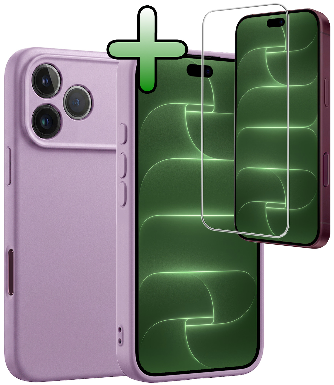 BASEY. BASEY. iPhone 18 Pro Max Hoesje Siliconen Met Screenprotector Met Dichte Notch - Lila