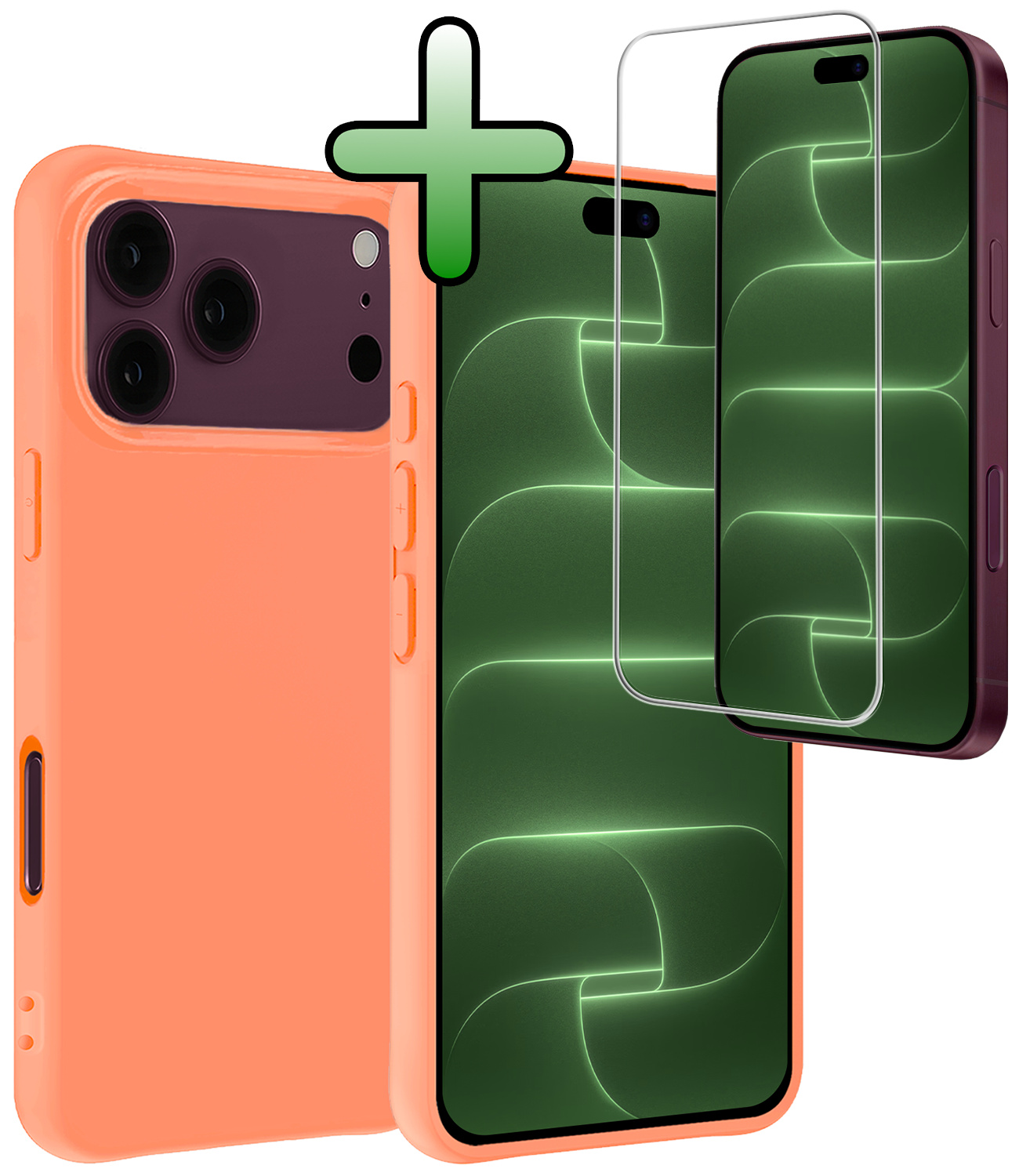 BASEY. BASEY. iPhone 18 Pro Max Hoesje Siliconen Met Screenprotector Met Dichte Notch - Perzik