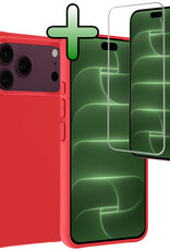 BASEY. BASEY. iPhone 18 Pro Max Hoesje Siliconen Met Screenprotector Met Dichte Notch - Rood