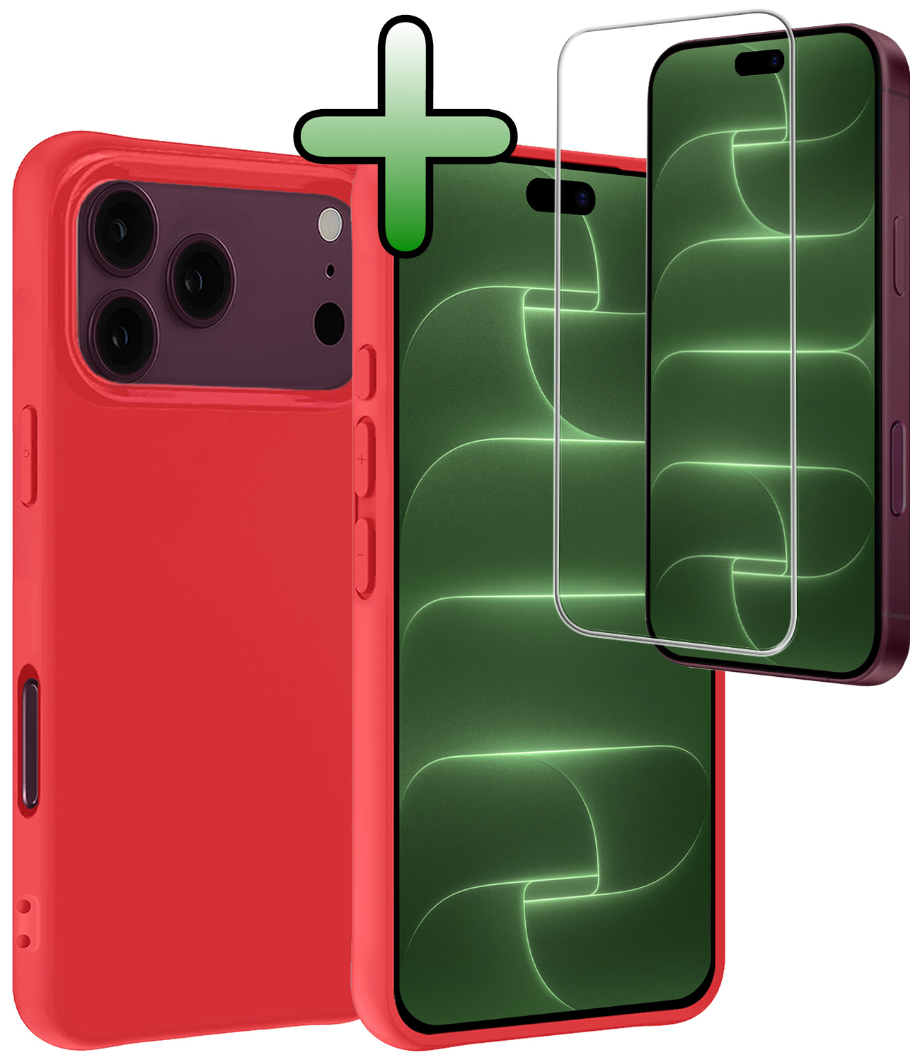 BASEY. BASEY. iPhone 18 Pro Max Hoesje Siliconen Met Screenprotector Met Dichte Notch - Rood