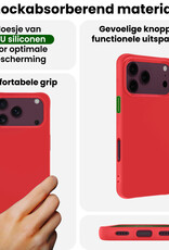 BASEY. BASEY. iPhone 18 Pro Max Hoesje Siliconen Met Screenprotector Met Dichte Notch - Rood