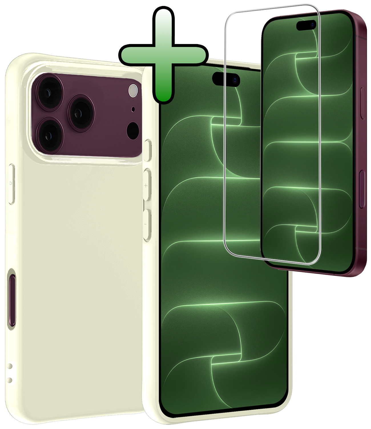 BASEY. BASEY. iPhone 18 Pro Max Hoesje Siliconen Met Screenprotector Met Dichte Notch - Wit