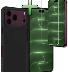 BASEY. BASEY. iPhone 18 Pro Max Hoesje Siliconen Met Screenprotector Met Dichte Notch - Zwart