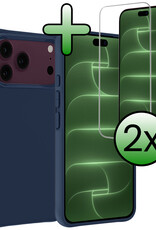 BASEY. BASEY. iPhone 18 Pro Max Hoesje Siliconen Met 2x Screenprotector Met Dichte Notch - Donkerblauw
