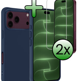 BASEY. BASEY. iPhone 18 Pro Max Hoesje Siliconen Met 2x Screenprotector Met Dichte Notch - Donkerblauw