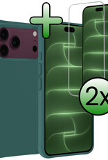 BASEY. BASEY. iPhone 18 Pro Max Hoesje Siliconen Met 2x Screenprotector Met Dichte Notch - Donkergroen