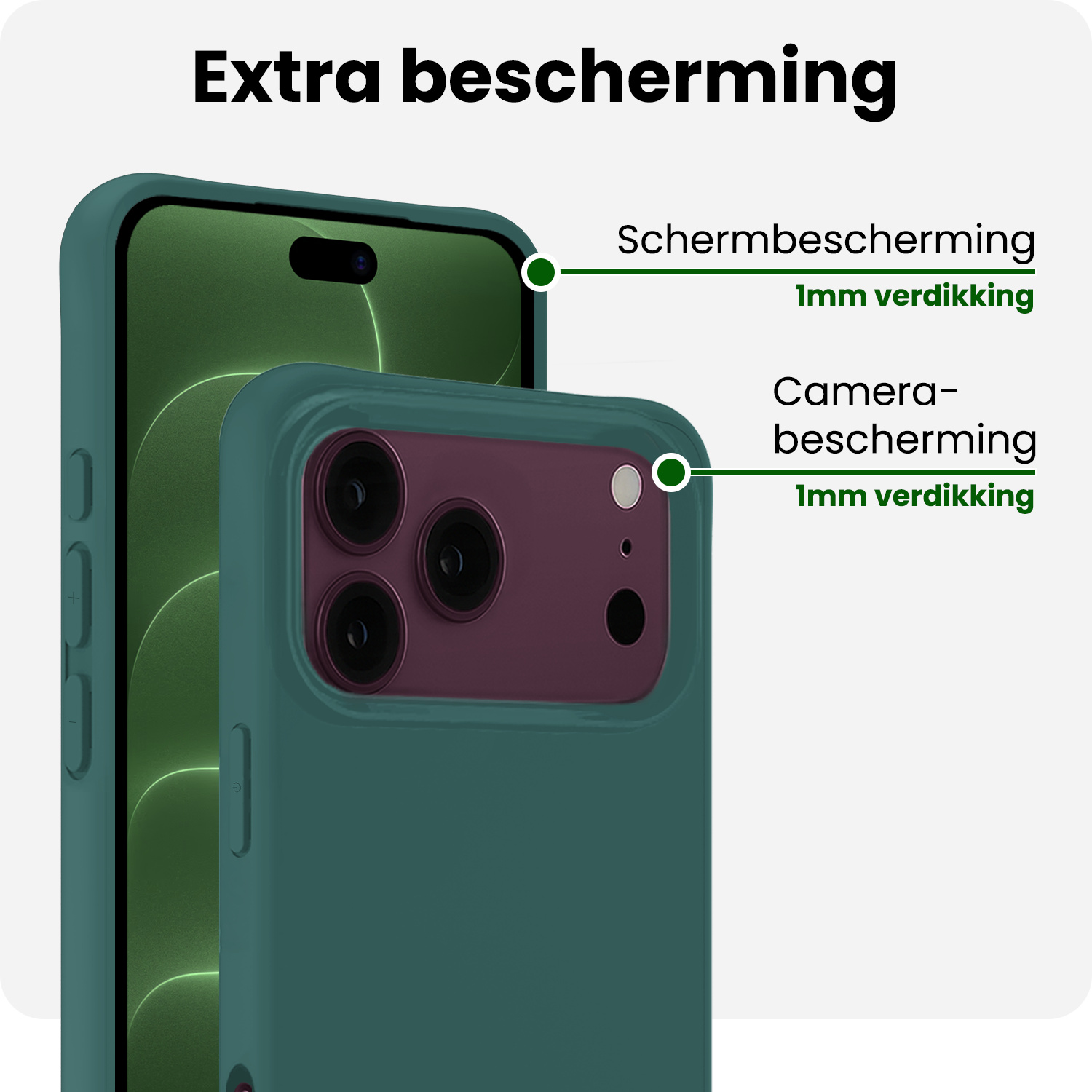 BASEY. BASEY. iPhone 18 Pro Max Hoesje Siliconen Met 2x Screenprotector Met Dichte Notch - Donkergroen
