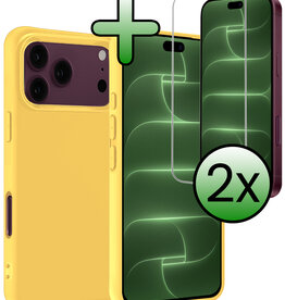 BASEY. BASEY. iPhone 18 Pro Max Hoesje Siliconen Met 2x Screenprotector Met Dichte Notch - Geel