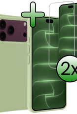 BASEY. BASEY. iPhone 18 Pro Max Hoesje Siliconen Met 2x Screenprotector Met Dichte Notch - Groen