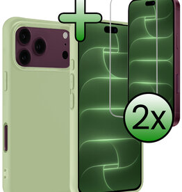 BASEY. BASEY. iPhone 18 Pro Max Hoesje Siliconen Met 2x Screenprotector Met Dichte Notch - Groen