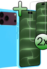 BASEY. BASEY. iPhone 18 Pro Max Hoesje Siliconen Met 2x Screenprotector Met Dichte Notch - Lichtblauw