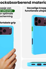 BASEY. BASEY. iPhone 18 Pro Max Hoesje Siliconen Met 2x Screenprotector Met Dichte Notch - Lichtblauw