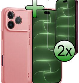 BASEY. BASEY. iPhone 18 Pro Max Hoesje Siliconen Met 2x Screenprotector Met Dichte Notch - Lichtroze