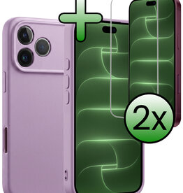 BASEY. BASEY. iPhone 18 Pro Max Hoesje Siliconen Met 2x Screenprotector Met Dichte Notch - Lila