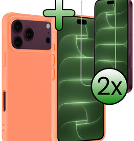 BASEY. BASEY. iPhone 18 Pro Max Hoesje Siliconen Met 2x Screenprotector Met Dichte Notch - Perzik