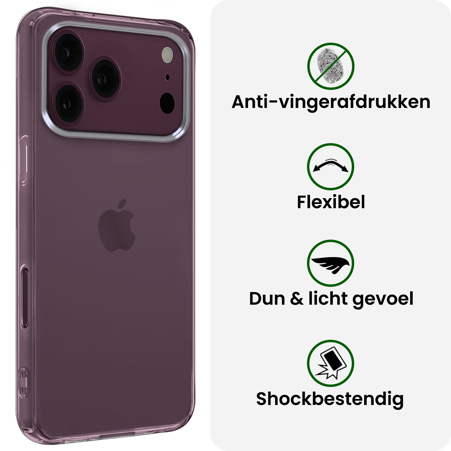 BASEY. BASEY. iPhone 18 Pro Max Hoesje Siliconen Met 2x Screenprotector Met Dichte Notch - Transparant