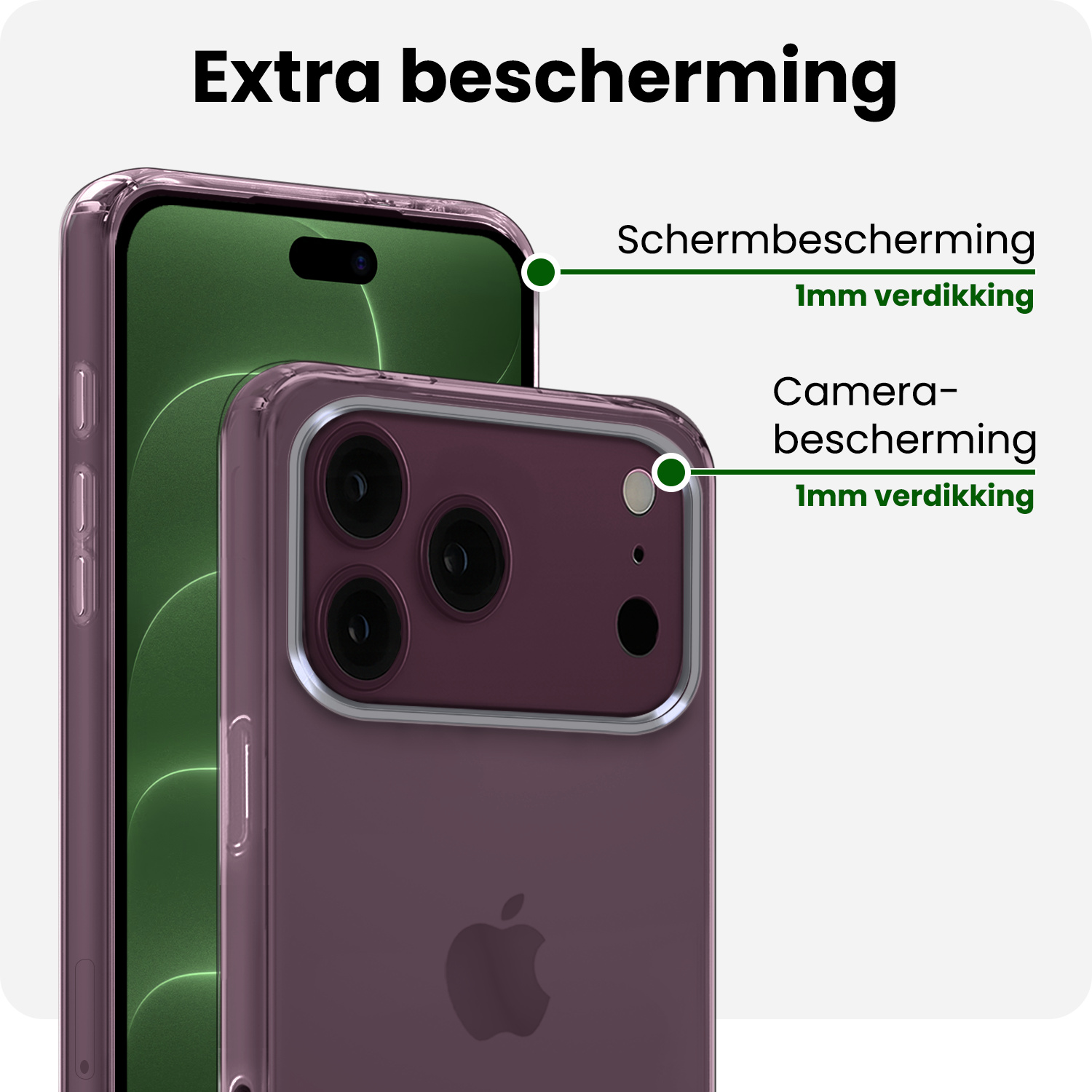 BASEY. BASEY. iPhone 18 Pro Max Hoesje Siliconen Met 2x Screenprotector Met Dichte Notch - Transparant