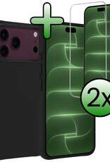 BASEY. BASEY. iPhone 18 Pro Max Hoesje Siliconen Met 2x Screenprotector Met Dichte Notch - Zwart