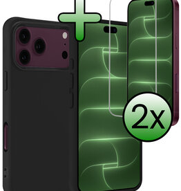 BASEY. BASEY. iPhone 18 Pro Max Hoesje Siliconen Met 2x Screenprotector Met Dichte Notch - Zwart