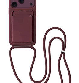 BASEY. BASEY. iPhone 18 Pro Hoesje Pashouder met Koord - Aubergine