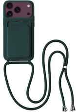 BASEY. BASEY. iPhone 18 Pro Hoesje Pashouder met Koord - Donkergroen