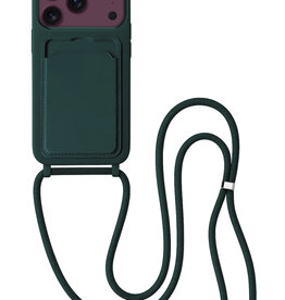BASEY. BASEY. iPhone 18 Pro Hoesje Pashouder met Koord - Donkergroen