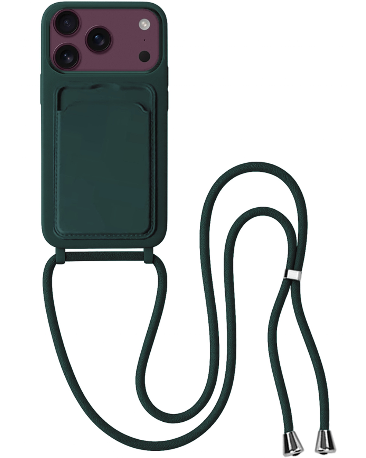 BASEY. BASEY. iPhone 18 Pro Hoesje Pashouder met Koord - Donkergroen