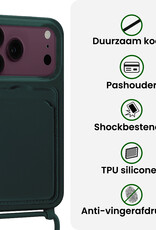 BASEY. BASEY. iPhone 18 Pro Hoesje Pashouder met Koord - Donkergroen