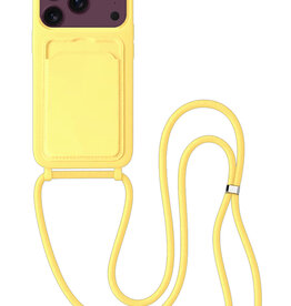 BASEY. BASEY. iPhone 18 Pro Hoesje Pashouder met Koord - Geel