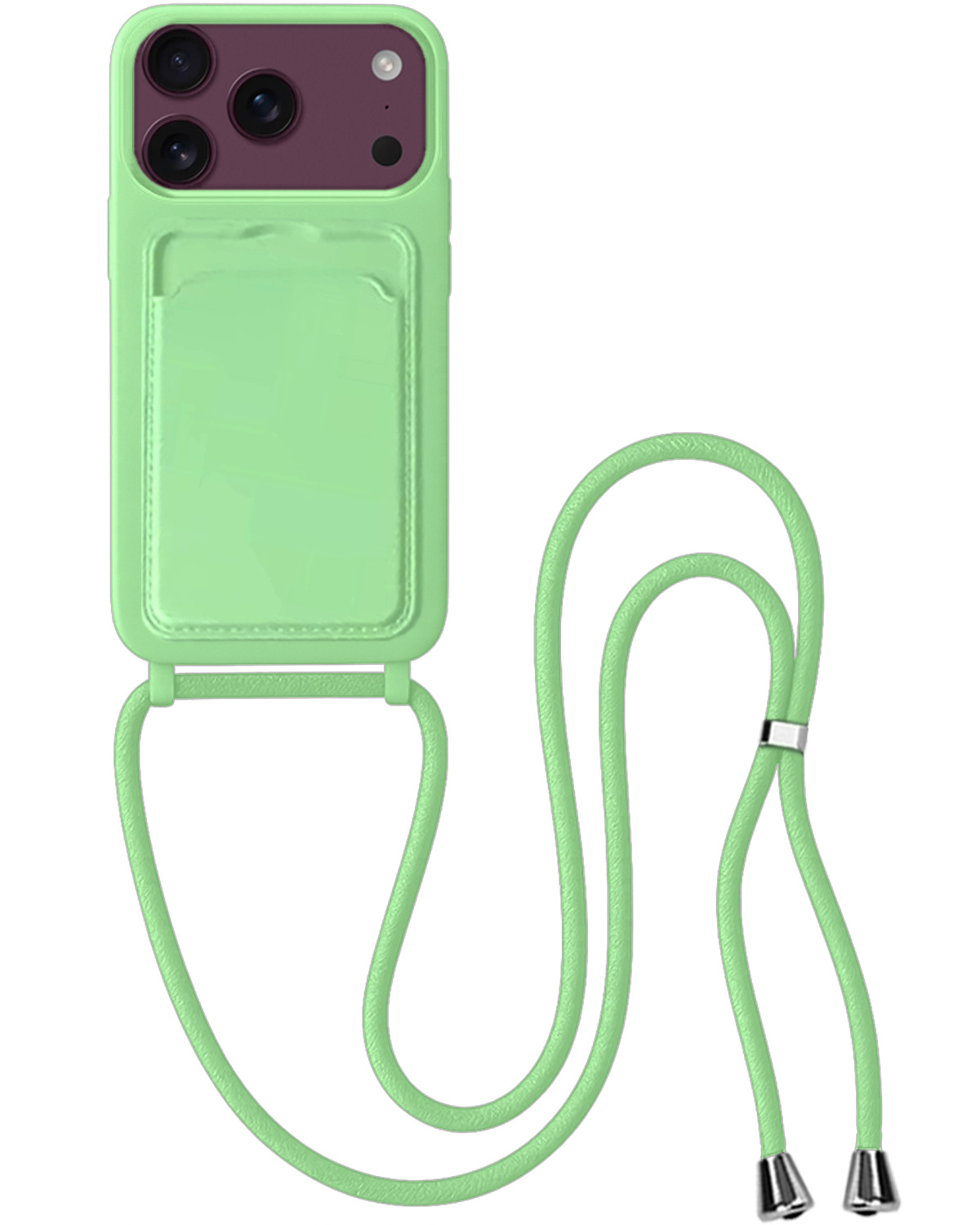 BASEY. BASEY. iPhone 18 Pro Hoesje Pashouder met Koord - Groen