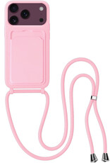 BASEY. BASEY. iPhone 18 Pro Hoesje Pashouder met Koord - Lichtroze