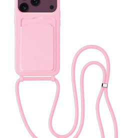 BASEY. BASEY. iPhone 18 Pro Hoesje Pashouder met Koord - Lichtroze