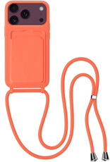 BASEY. BASEY. iPhone 18 Pro Hoesje Pashouder met Koord - Papaya