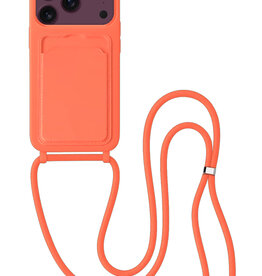 BASEY. BASEY. iPhone 18 Pro Hoesje Pashouder met Koord - Papaya