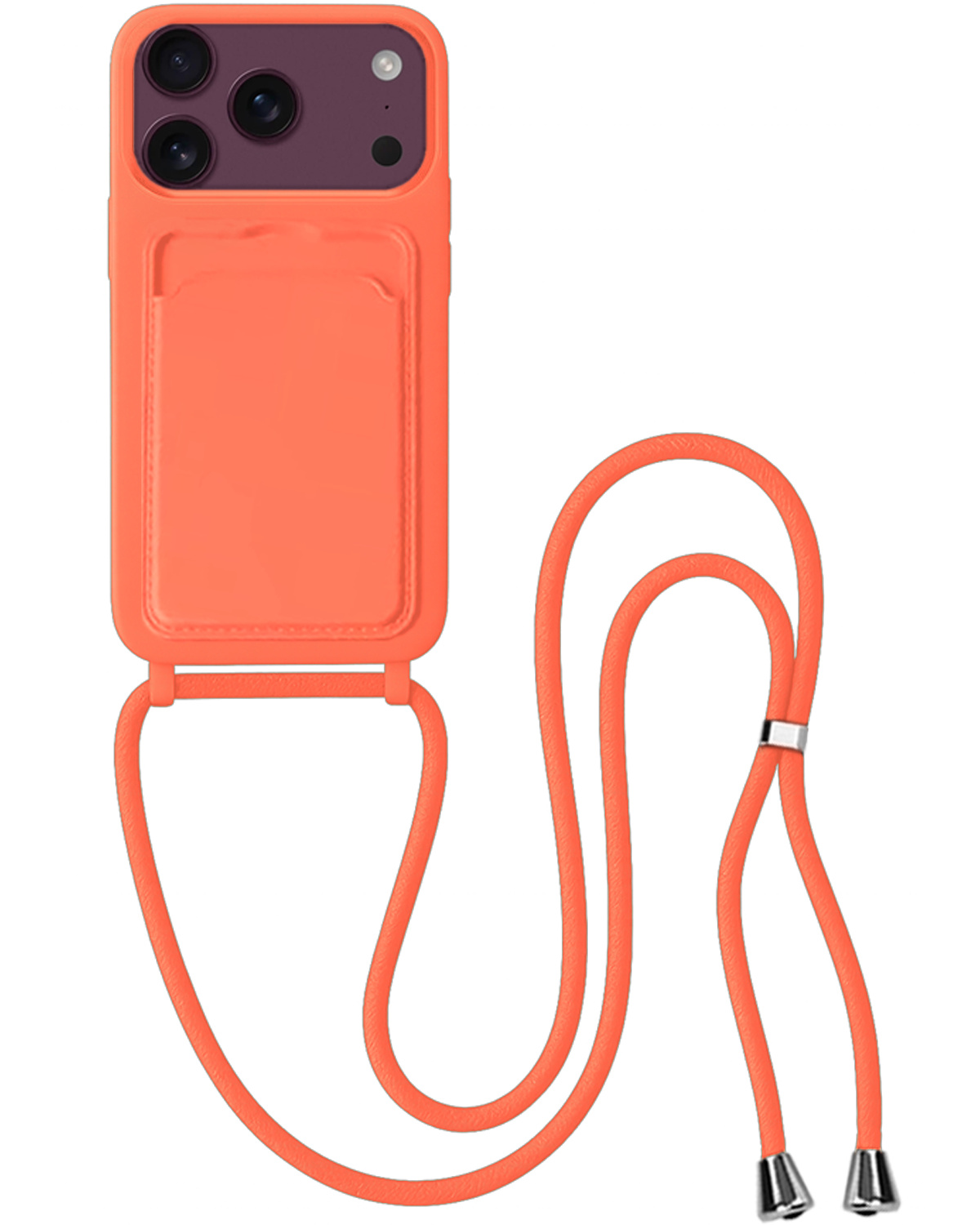 BASEY. BASEY. iPhone 18 Pro Hoesje Pashouder met Koord - Papaya