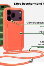 BASEY. BASEY. iPhone 18 Pro Hoesje Pashouder met Koord - Papaya