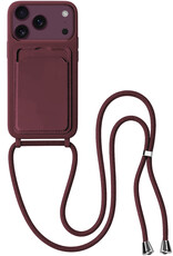 BASEY. BASEY. iPhone 18 Pro Max Hoesje Pashouder met Koord - Aubergine