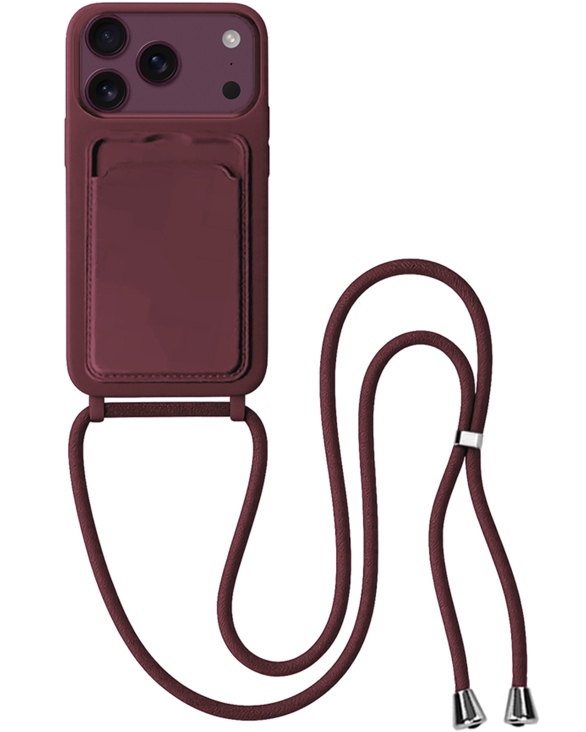 BASEY. BASEY. iPhone 18 Pro Max Hoesje Pashouder met Koord - Aubergine