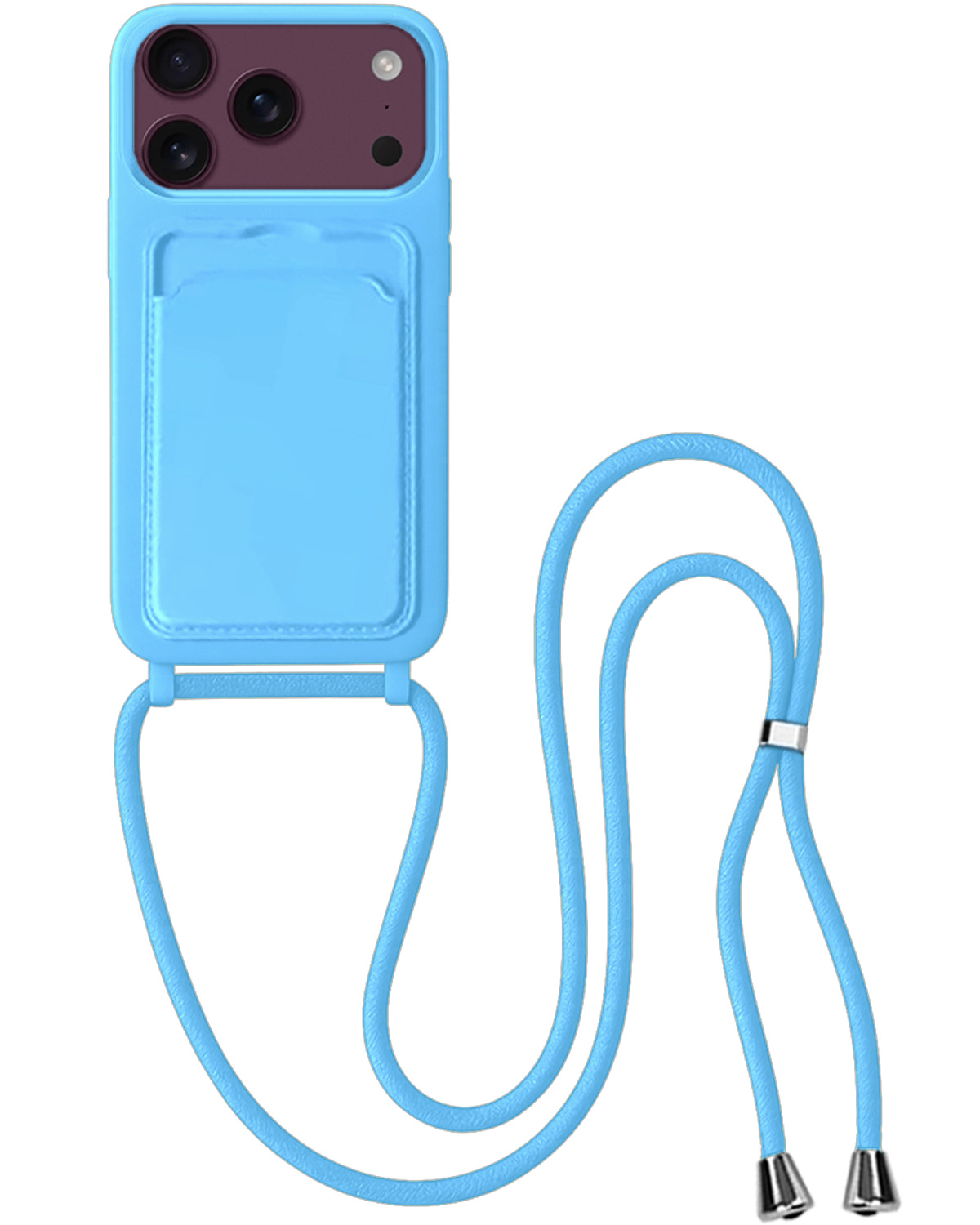 BASEY. BASEY. iPhone 18 Pro Max Hoesje Pashouder met Koord - Lichtblauw