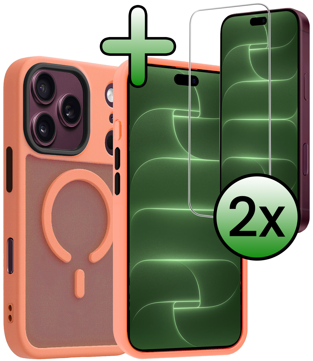 BASEY. BASEY. iPhone 18 Pro Max Magsafe Hoesje Perzik Met 2x Screenprotector