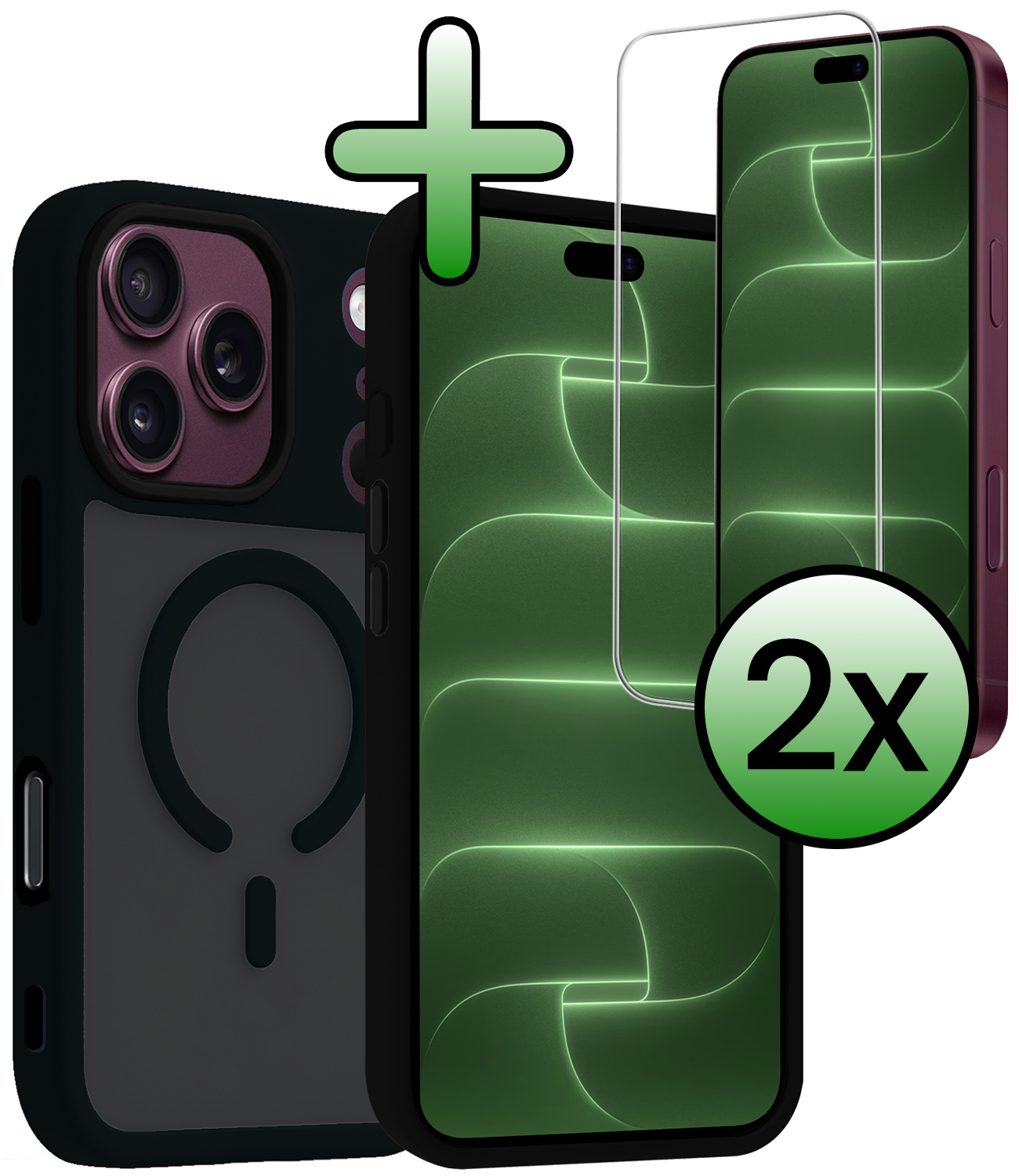BASEY. BASEY. iPhone 18 Pro Max Magsafe Hoesje Zwart Met 2x Screenprotector