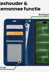 BASEY. BASEY. iPhone 18 Pro Hoesje Bookcase - Donkerblauw