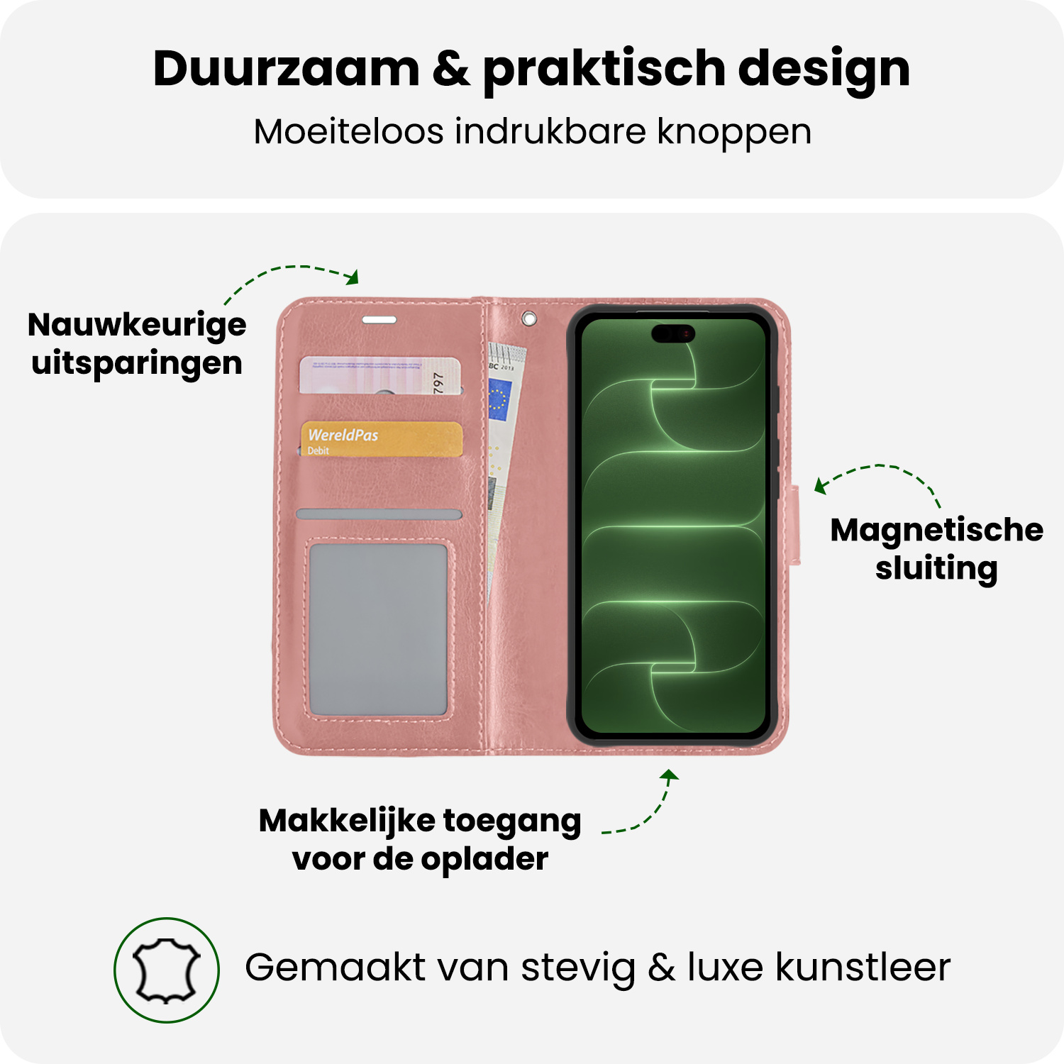 BASEY. BASEY. iPhone 18 Pro Hoesje Bookcase - Rose Goud