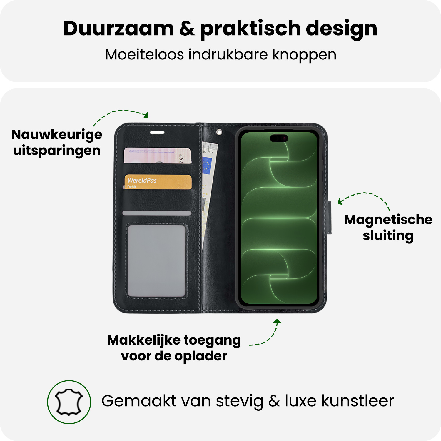 BASEY. BASEY. iPhone 18 Pro Hoesje Bookcase - Zwart
