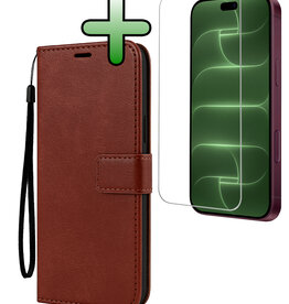 BASEY. BASEY. iPhone 18 Pro Hoesje Bookcase Met Screenprotector - Bruin