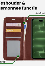 BASEY. BASEY. iPhone 18 Pro Hoesje Bookcase Met Screenprotector - Bruin