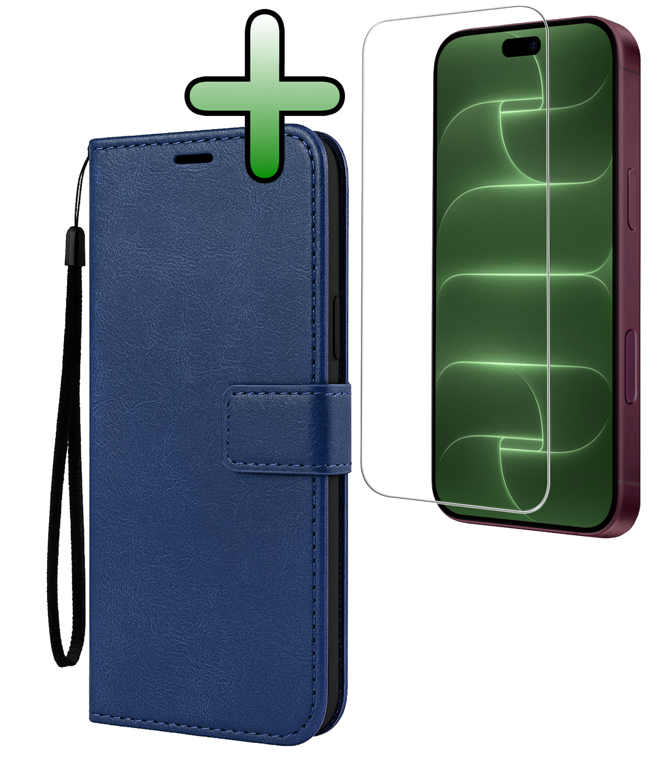 BASEY. BASEY. iPhone 18 Pro Hoesje Bookcase Met Screenprotector - Donkerblauw